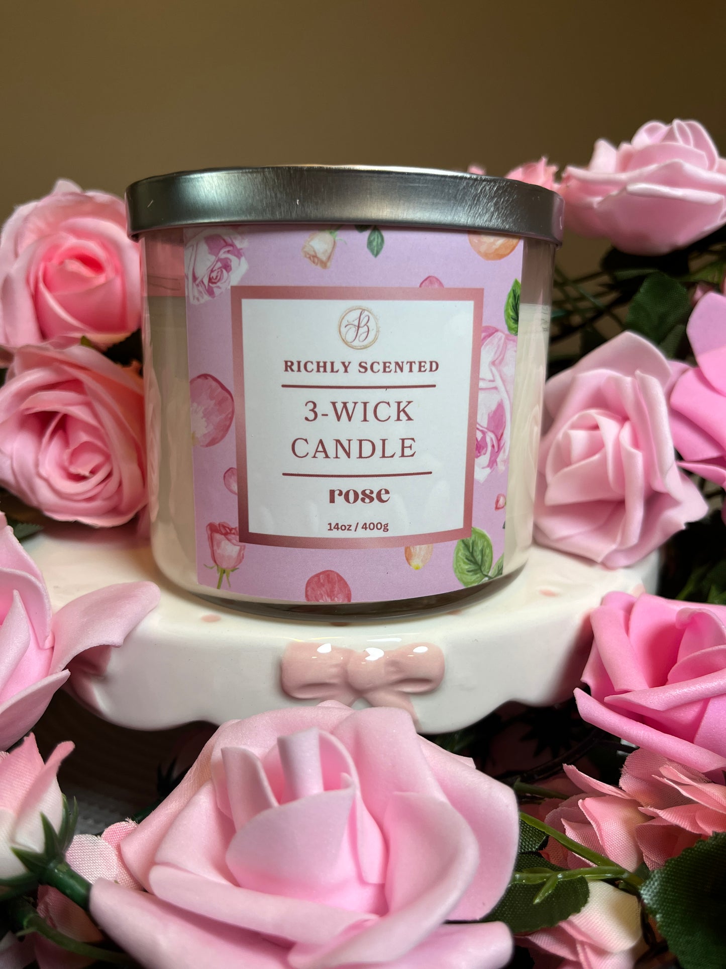 3 - Wick Rose Scented Candle
