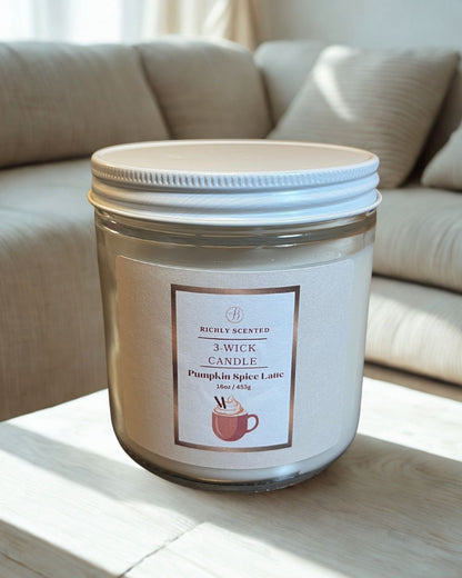 3 - Wick Pumpkin Spice Latte Candle